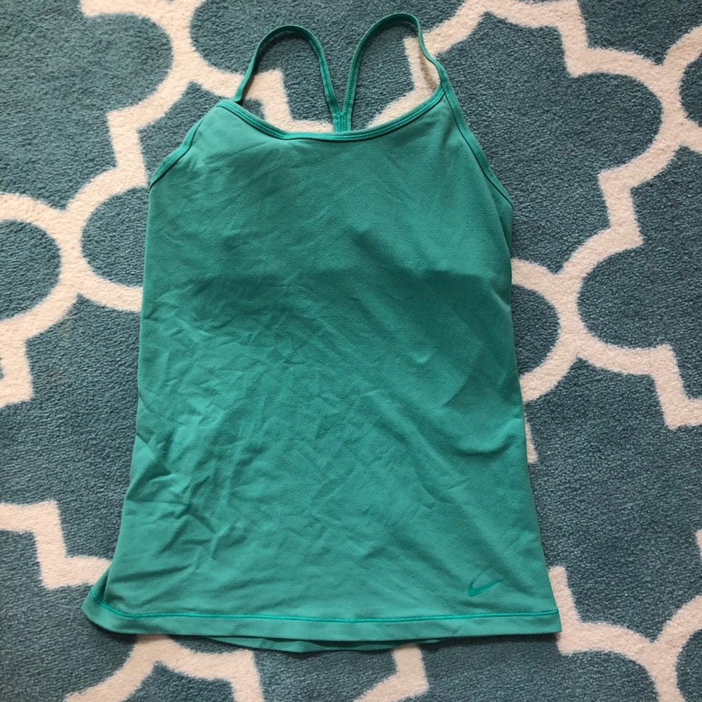 Teal spaghetti strap Nike workout top
